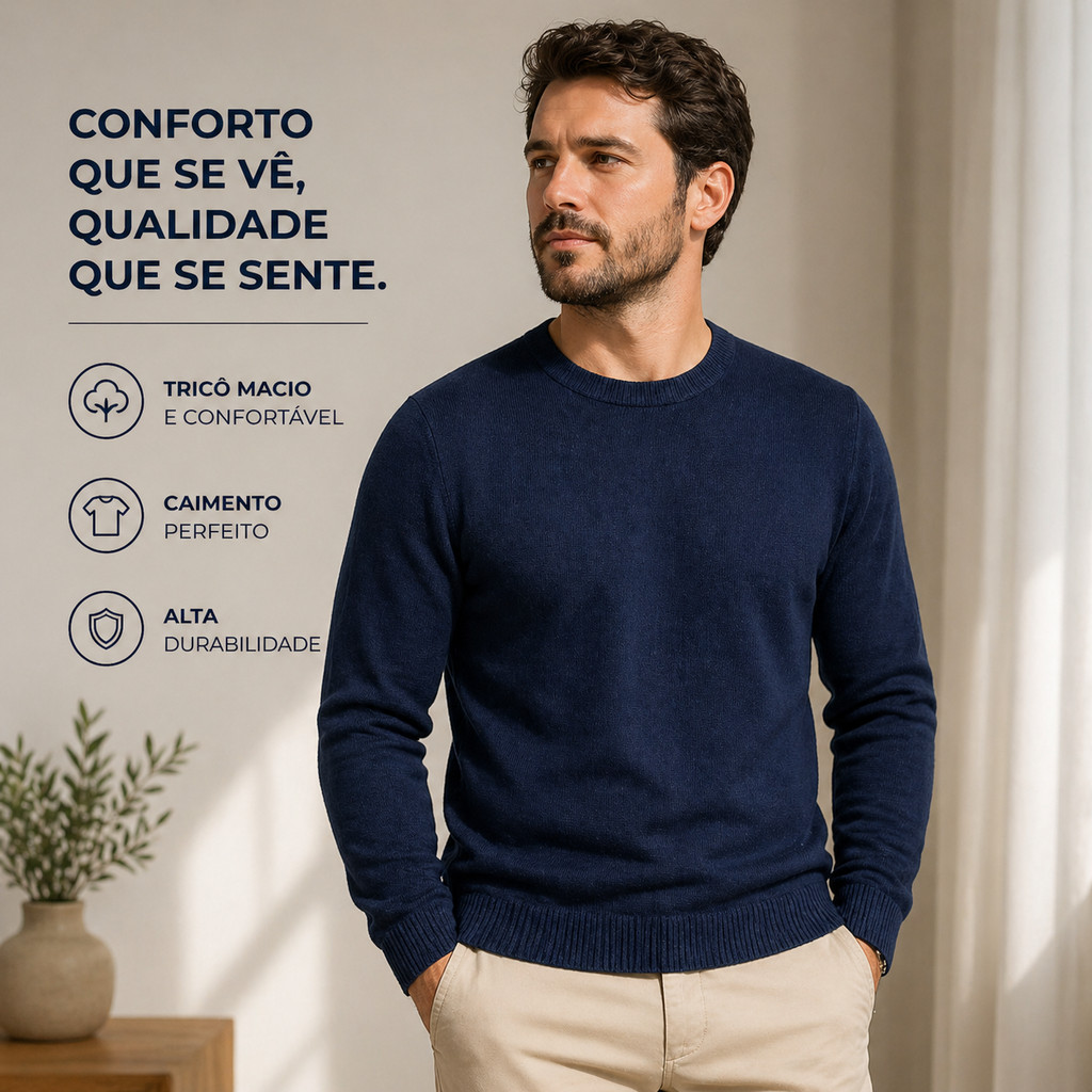 Sueter Hering Básico Masculino Regular Em Tricô