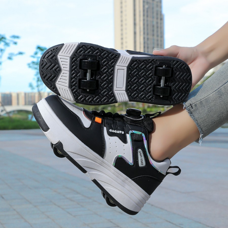 Sapatos de corrida de quatro rodas lazer esportes ao ar livre caminhada sapatos de skate meninos meninas adolescentes cr