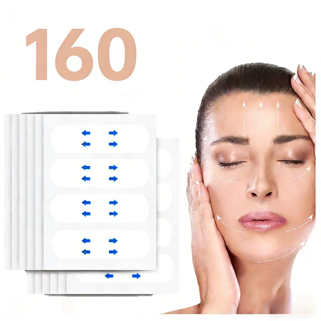 Adesivos faciais invisíveis antirrugas e antienvelhecimento com efeito lifting (160 unidades)