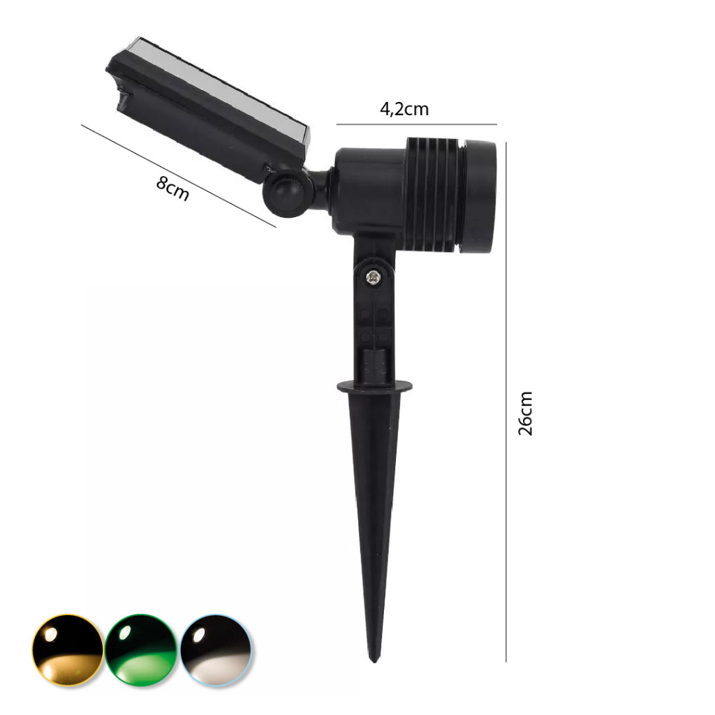 Luminária Espeto Jardim Solar LED 10W Refletor Solar Luz de Gramado À Prova D'àgua — imagem 2 de 2