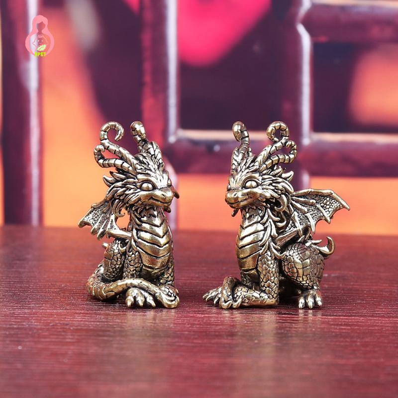 [DPGT] Ornamento De Bronze Antigo Estátua De Dragão De Animal Mítico Figuras De Cobre Miniaturas Coleção De Peso De Pape