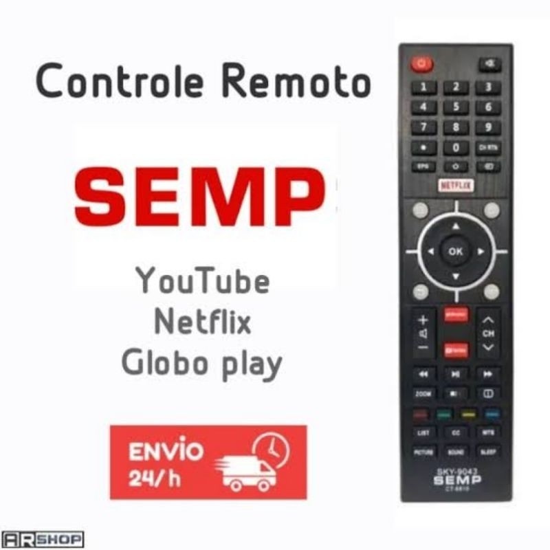 9043 Controle Compatível Com Tv Semp Toshiba Sti Lcd Led Ct-6810
