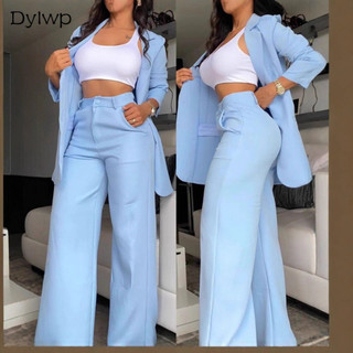 Conjuntos De Blazer Feminino Moda Elegante Casaco De Manga Comprida Calças Retas Conjunto De Duas Peças