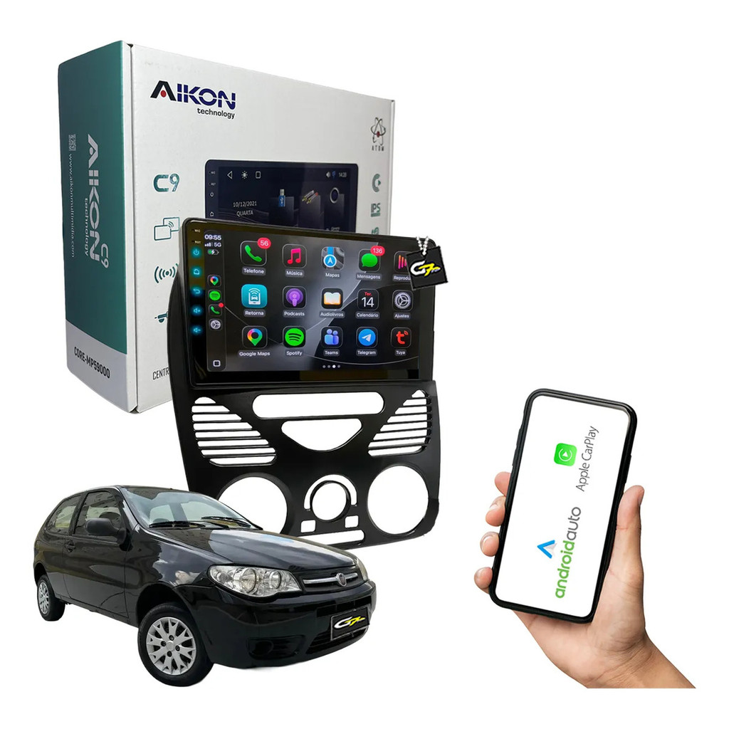 Kit Central Multimidia Palio G2 Aikon Core Mp5 9 Pol Carplay