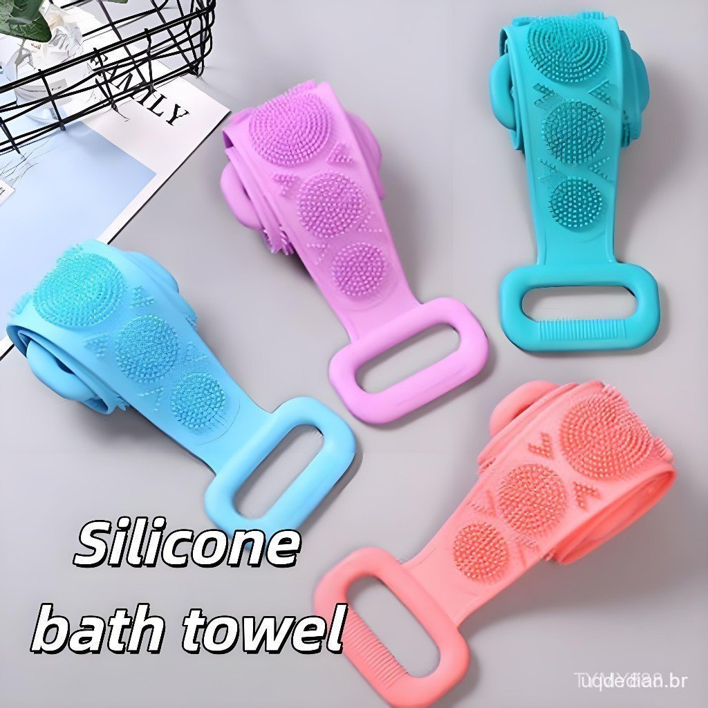 Toalha de banho de silicone, esponja esfoliante para costas, escova esfoliante macia, escova corporal, massageador de du