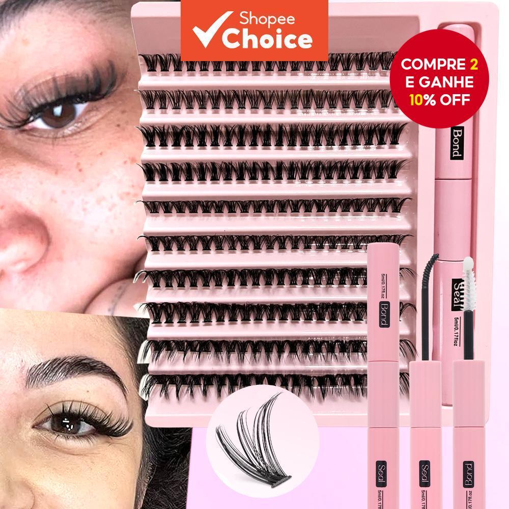  DIY Lash Clusters Natural Wispy: 200Pçs, 40D, Wendy, Ultra-leve, Natural, Wispy, Impermeável, Olho de Gato, Curvatura