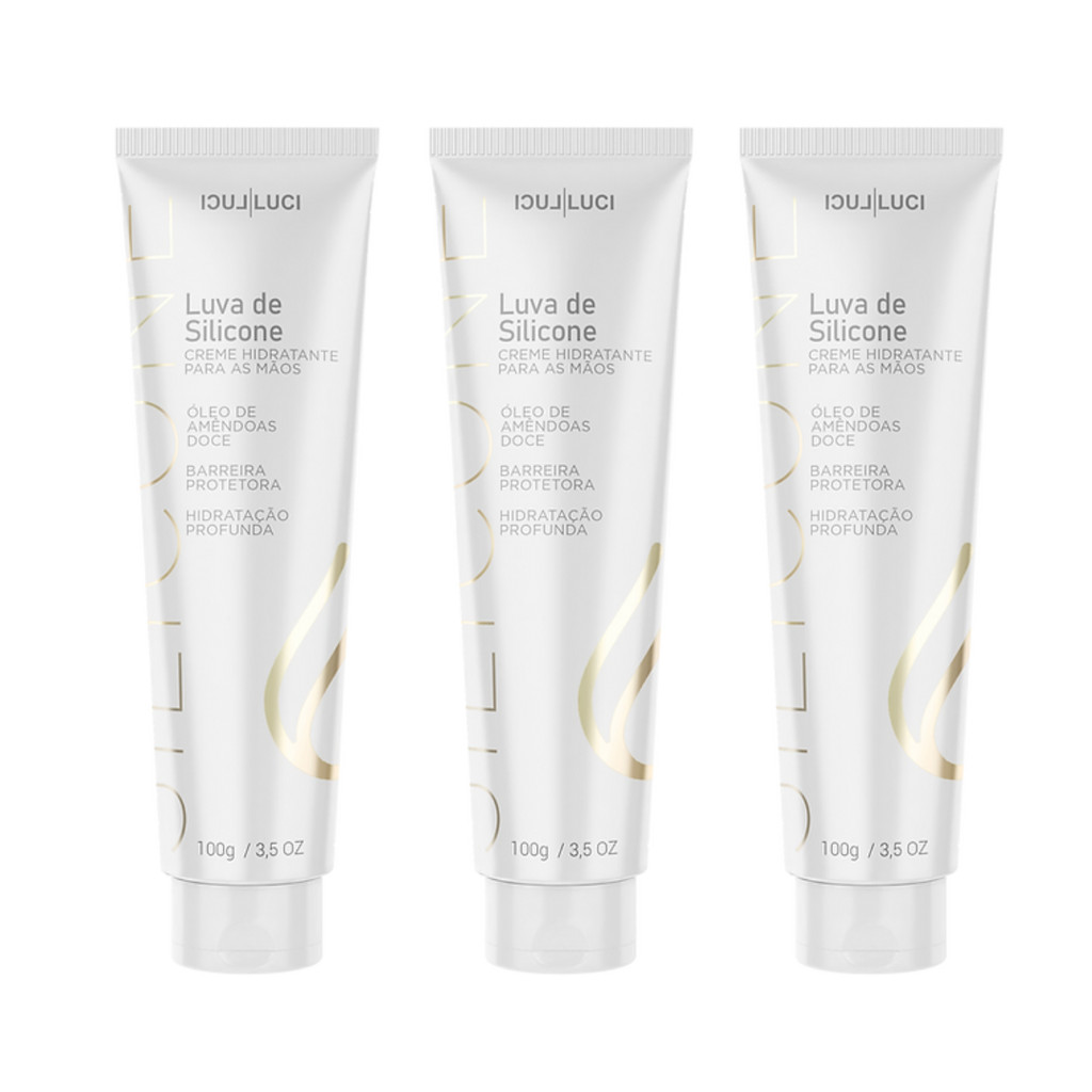 Kit 3 Luva de Silicone Creme Hidratante Para Mãos Luci Luci