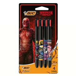 Caneta esferográfica 1.0 retrátil Stranger Things 4 cores com 4 unidades Bic