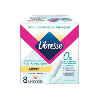 Absorvente Interno Libresse Médio Pure Sensitive com 8 unidades em Oferta na Shopee