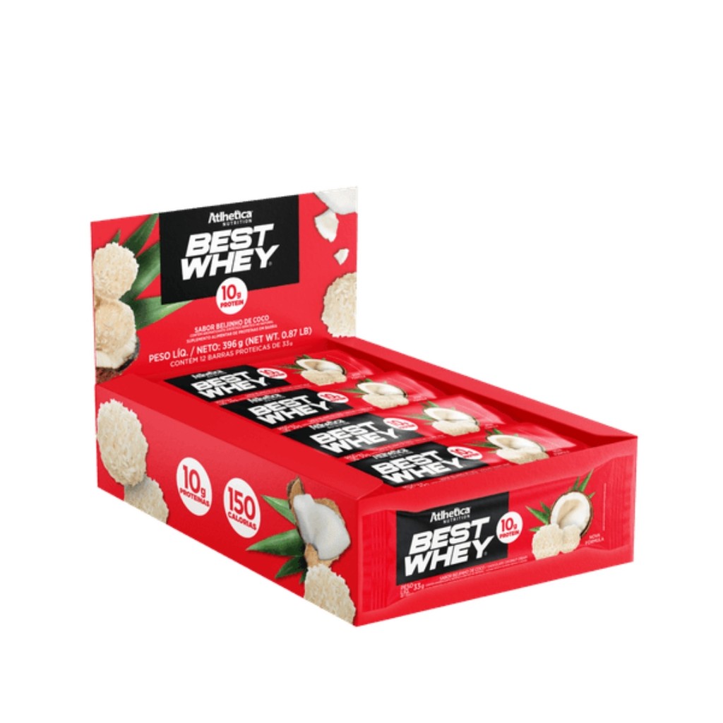 Kit 12 Best Whey Bar Beijinho 10g Proteín Original Atlhetica