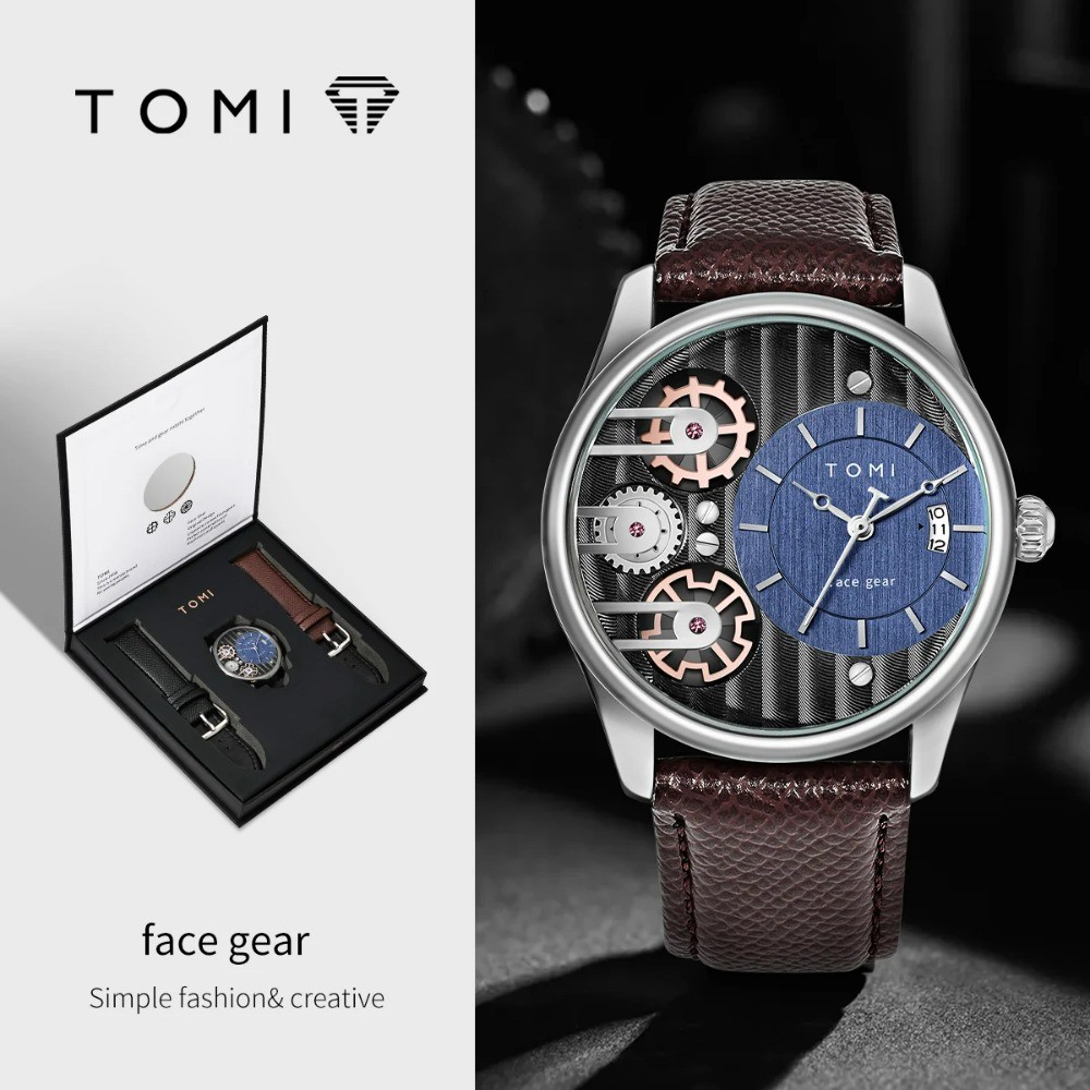 TOMI Conjunto De Combinação De Caixa De Presente Masculino Relógio De Luxo E Simples Negócios Pulseira Destacável Quartz