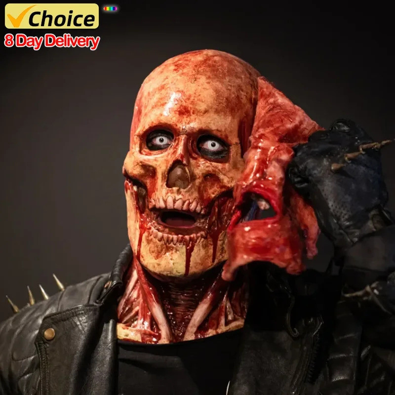 Novo Halloween Máscara de Lágrima Dupla Bloody Horror Crânio Máscara de Látex Assustador Role-playing Party Mascara Hall