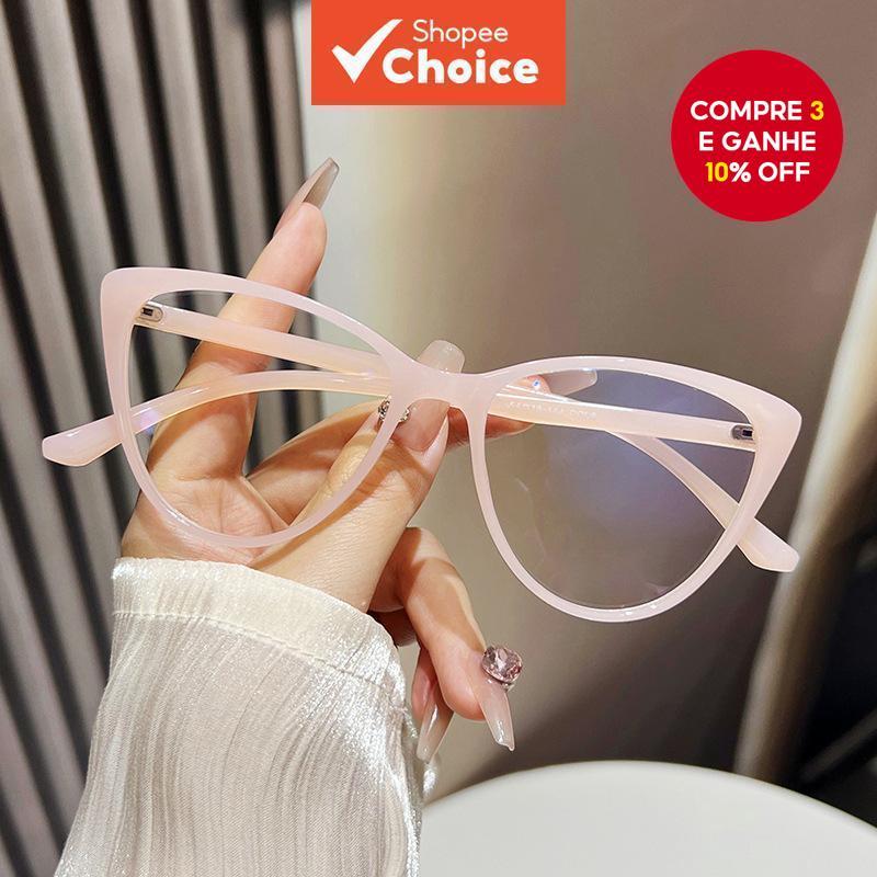 Moda Olho De Gato Óculos Feminino Quadro Colorido Estilo Europeu Anti Luz Azul