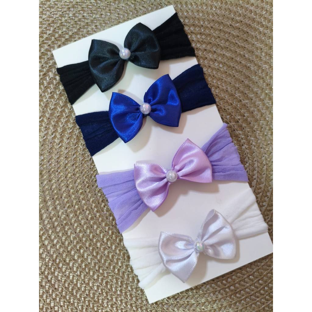 KIT C/4 TIARA  PARA BEBE MATERNIDADE FAIXA COM  LACINHOS DELICADOS