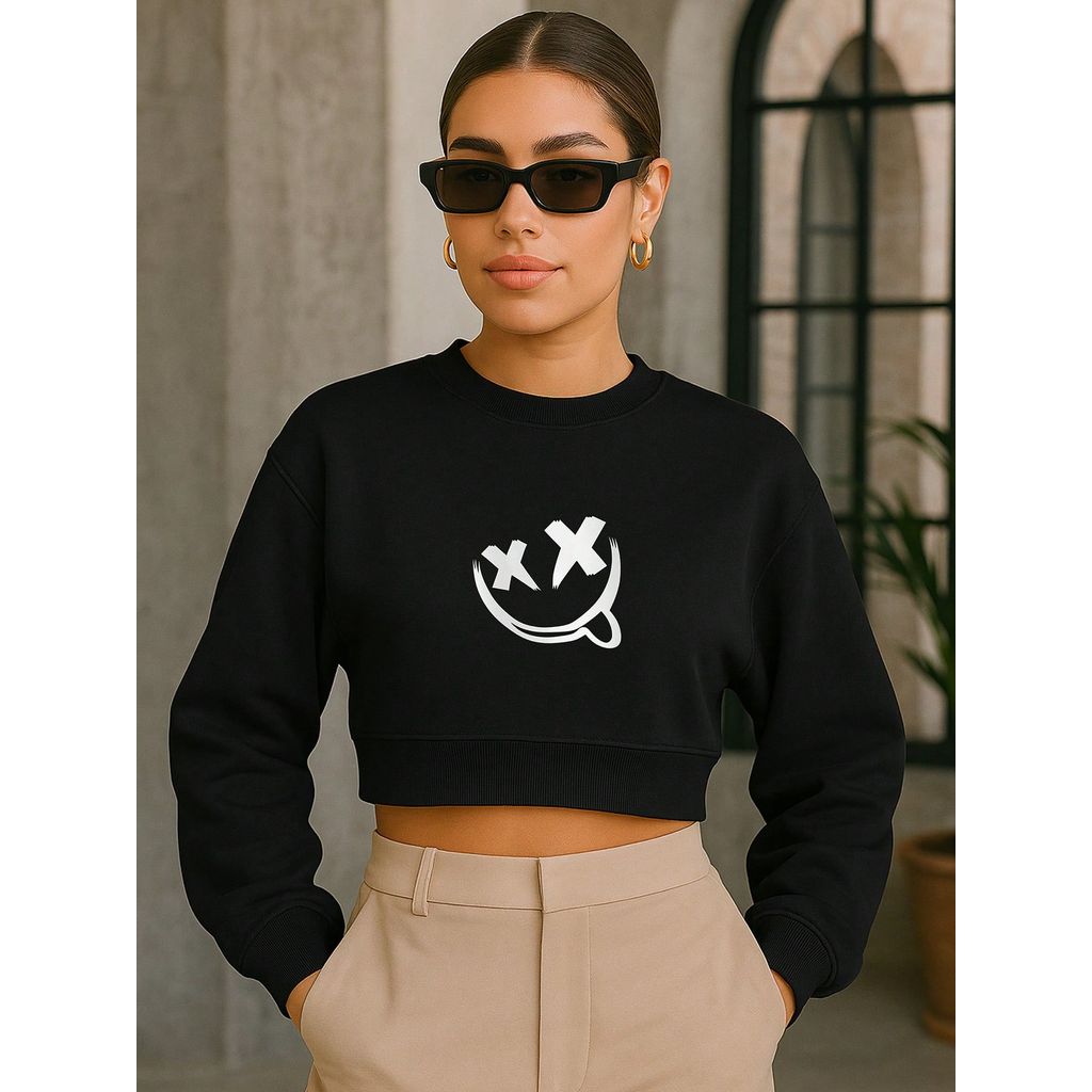 Cropped Moletom Feminino Careta Desenhos Streetwear Street Urban Fofo Tumblr Estiloso Várias Cores