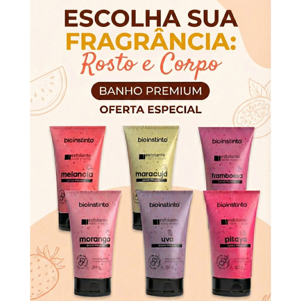 Esfoliante Corpo e Rosto Skin Care e Banho Premium Hidratação e limpeza profunda 150g