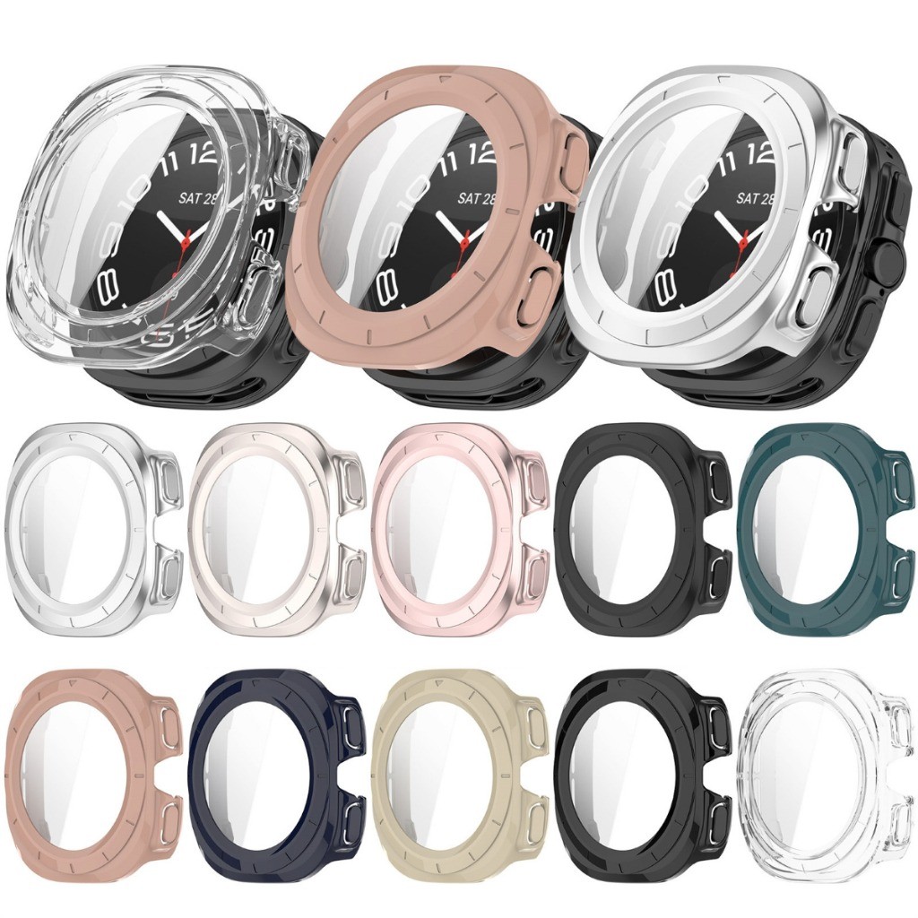Capa com Película Integrada em Vidro Temperado para Samsung Galaxy Watch 7 Ultra 47mm Proteção Completa Anti Impacto