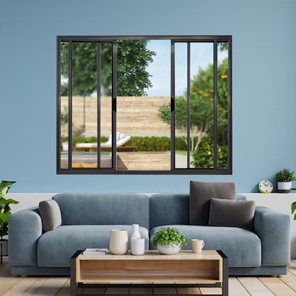 Janela Vitrô de Alumínio 4 Folhas 120 x 120cm Modular Preto Esquadrias Bergamo 120cm x 120cm