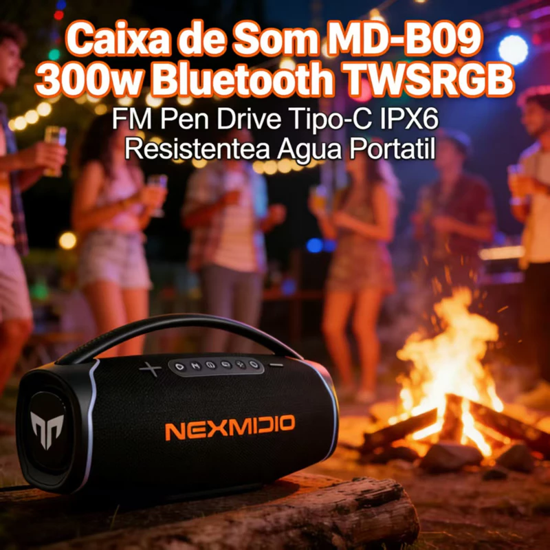 🌟 Caixa de Som NEXMIDIO-B09: 61% OFF!