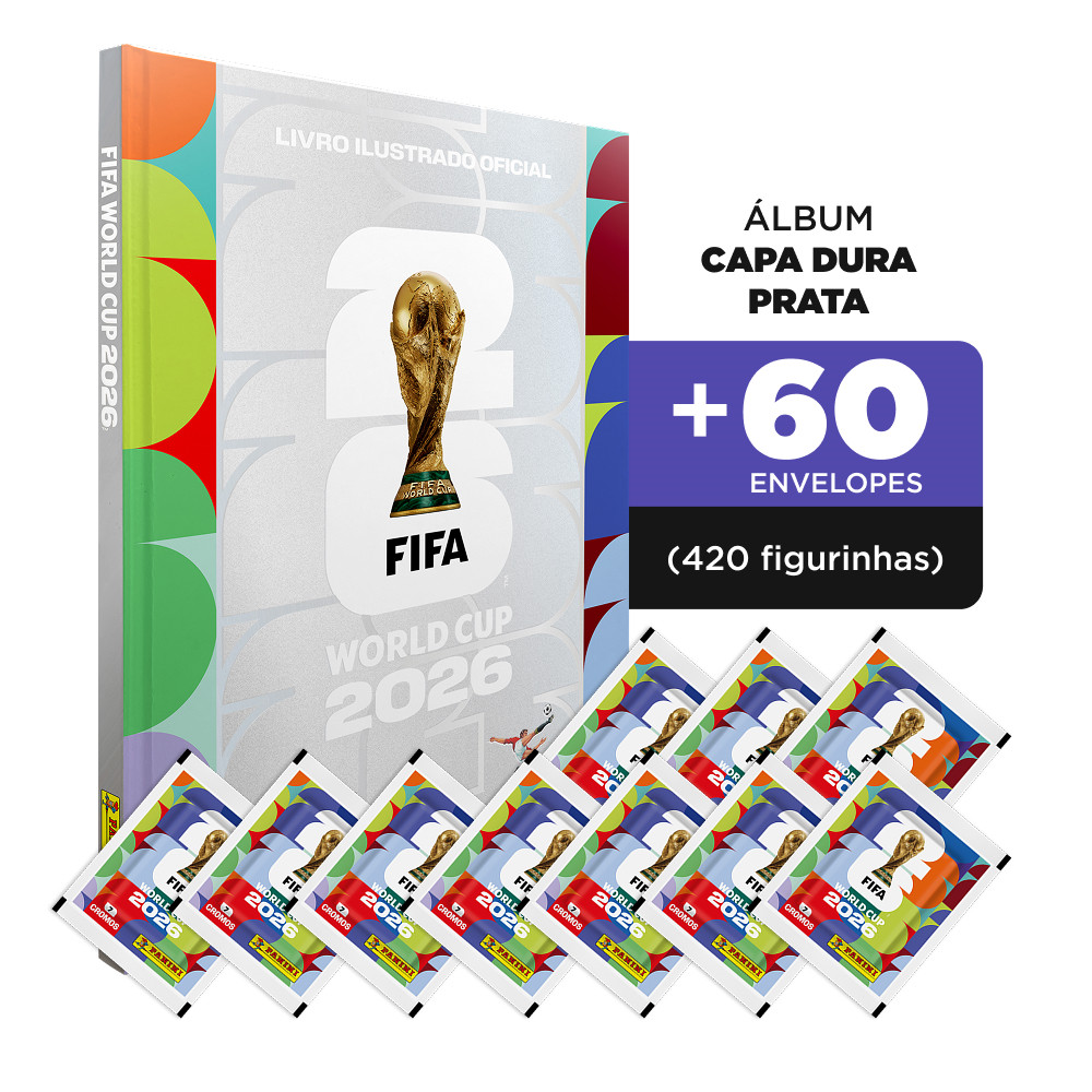 Álbum Prata+60 Envelopes (420 Figurinhas) Copa do Mundo 2026 Oficial Panini