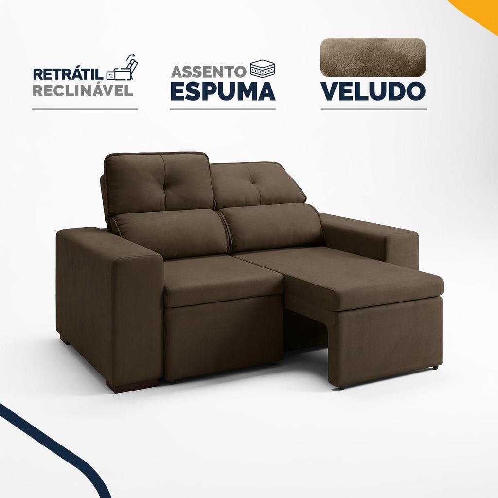 Sofá Retrátil e Reclinável 2 Lugares Espuma Fibra Siliconada Londrina 160cm