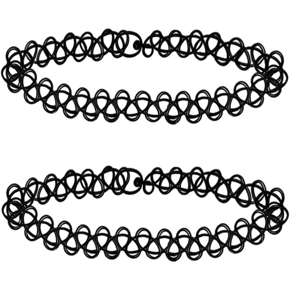 2 Peças de Colar Choker de Tatuagem Preto, Colar Choker de Tatuagem Arco-Íris, Choker Azul Estilo Anos 90, Colar C