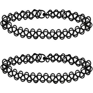 2 Peças de Colar Choker de Tatuagem Preto, Colar Choker de Tatuagem Arco-Íris, Colar Choker Azul Estilo Anos 90, Colar C