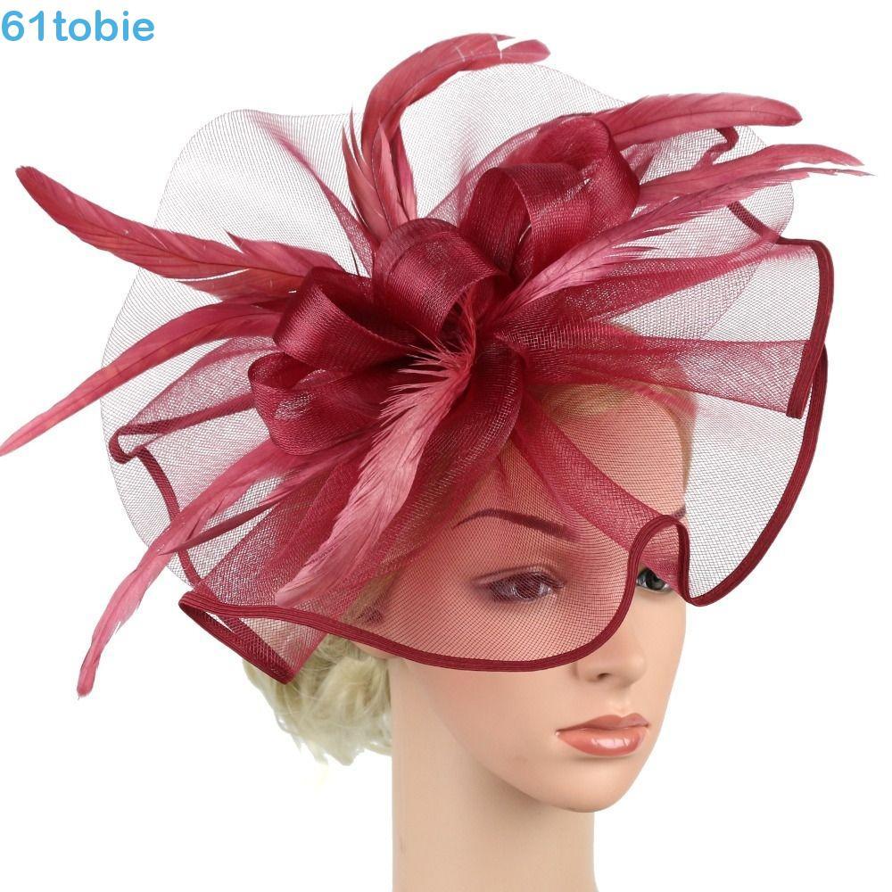 TOBIE Fascinator Cocar , Elegante Vestido Formal Cartola Bandana , Chapéu De Penas De Casamento Retrô Britânico