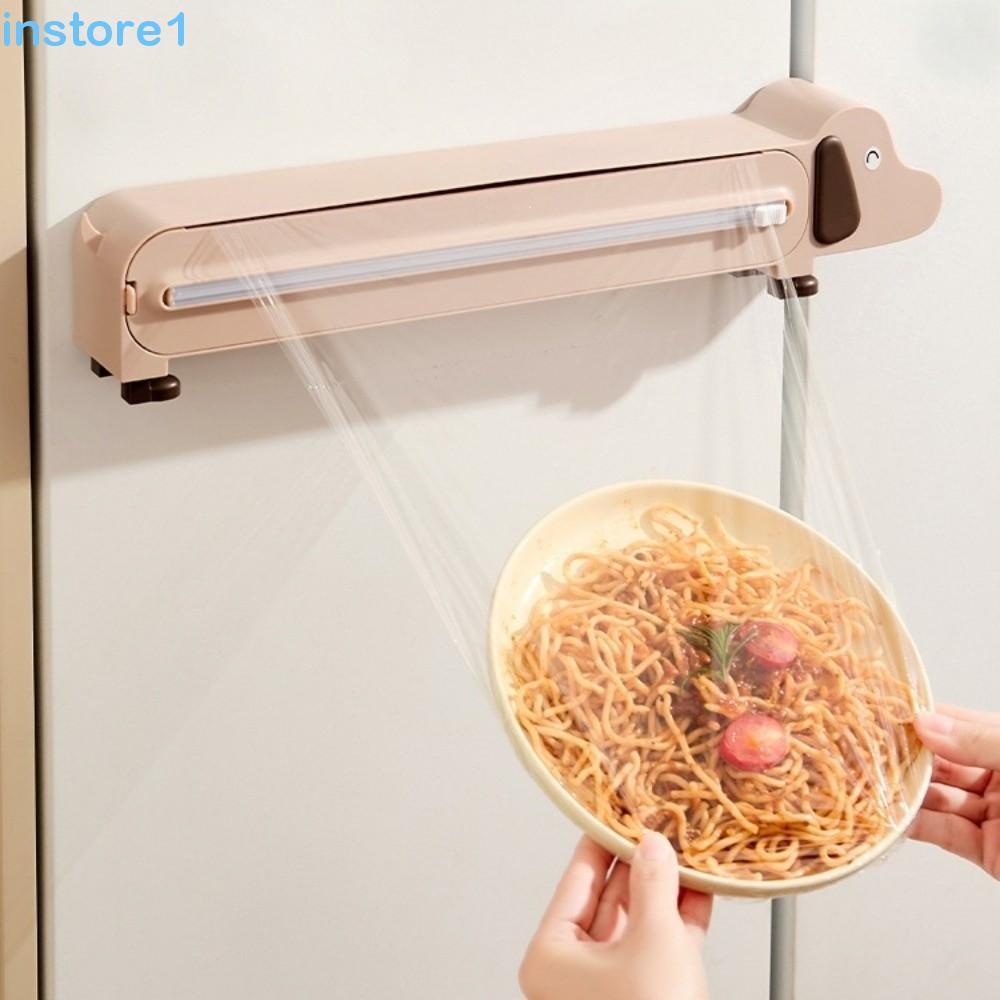 Dispensador De Filme Para Alimentos INSTORE , Plástico Caixa De Armazenamento Em Formato De Cachorro , Cortador Extensív