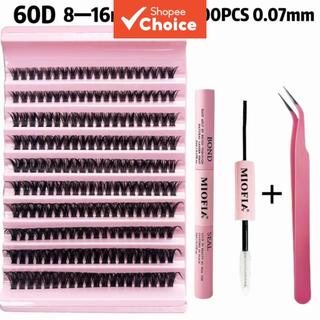 Kit de Cílios em Cacho com 200 Unidades 60D Volume Extensões de Cílios Postiços em D, Cac…