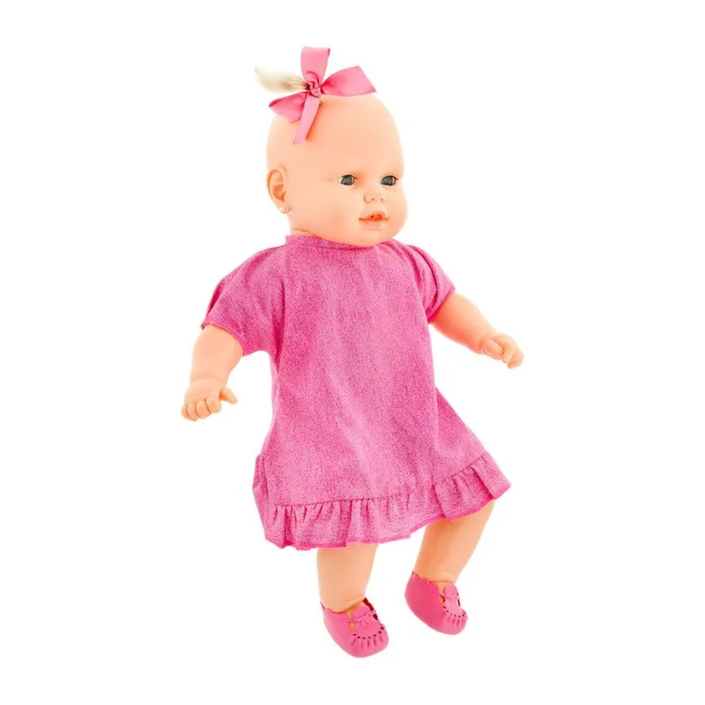 BONECA BEBEZINHO VESTIDO ROSA CLARO ESTRELA