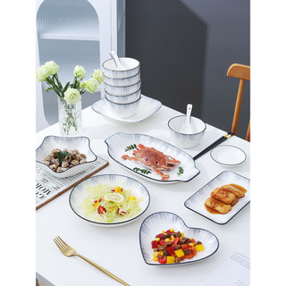 Ins criativo nórdico doméstico cerâmica talheres tigelas pratos colheres porcelana tigelas de arroz pratos grandes tigel