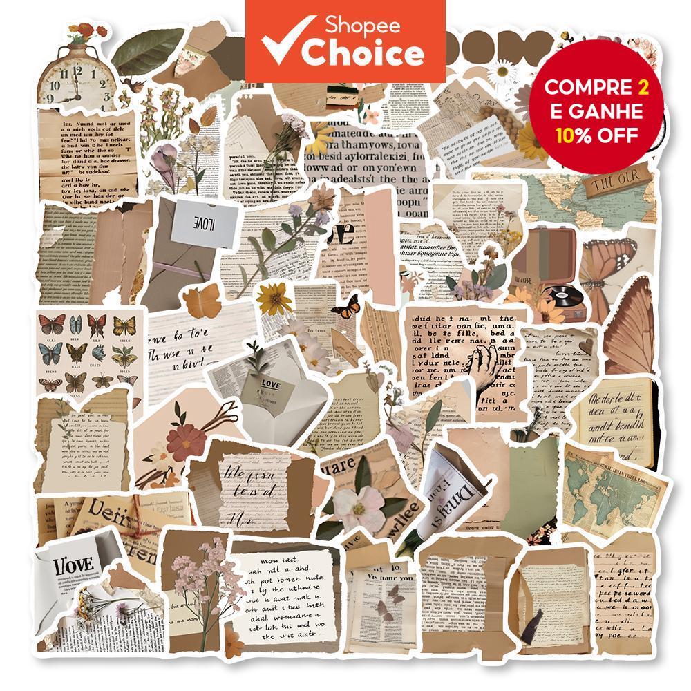Adesivos Fofos De Jornal Vintage 50 Peças À Prova D'água Adesivo Para Laptop Escola Personalizada