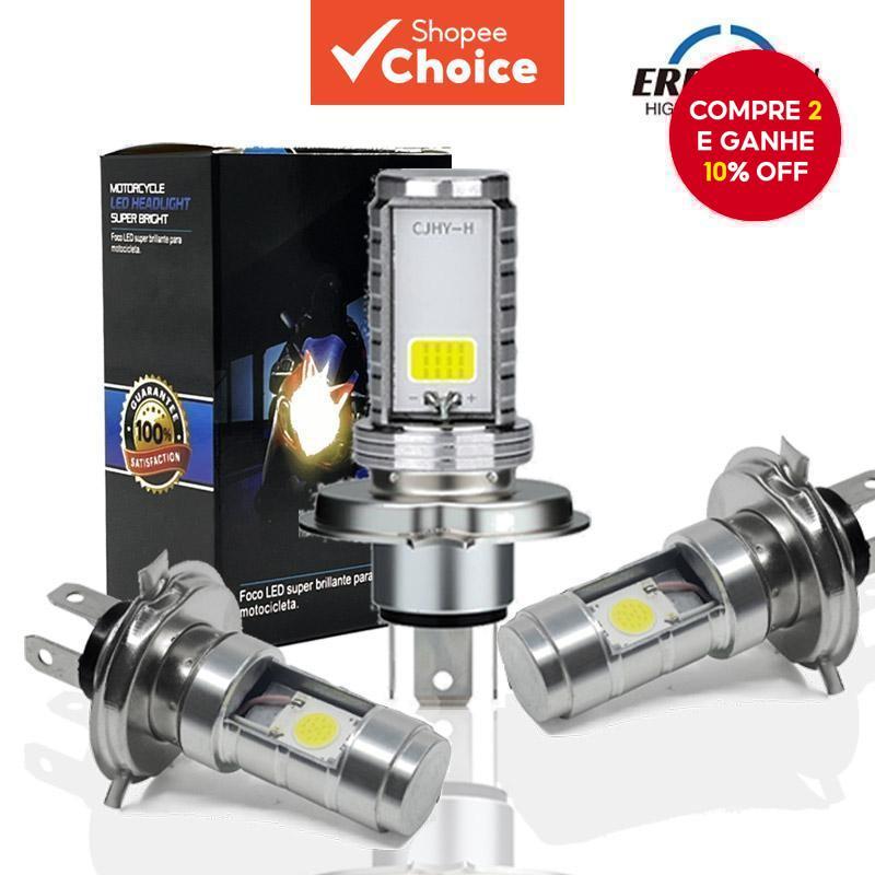 Farol De Bicicleta Eruson LED H6/P15D/H2 (100 % Mais Brilhante) | Design De 3 Pernas H2/H4 Em Azul/Branco