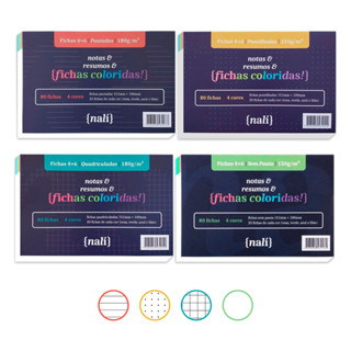 Fichas coloridas 4x6 nalí 150g/m2 80 fichas - unidade em Oferta na Shopee