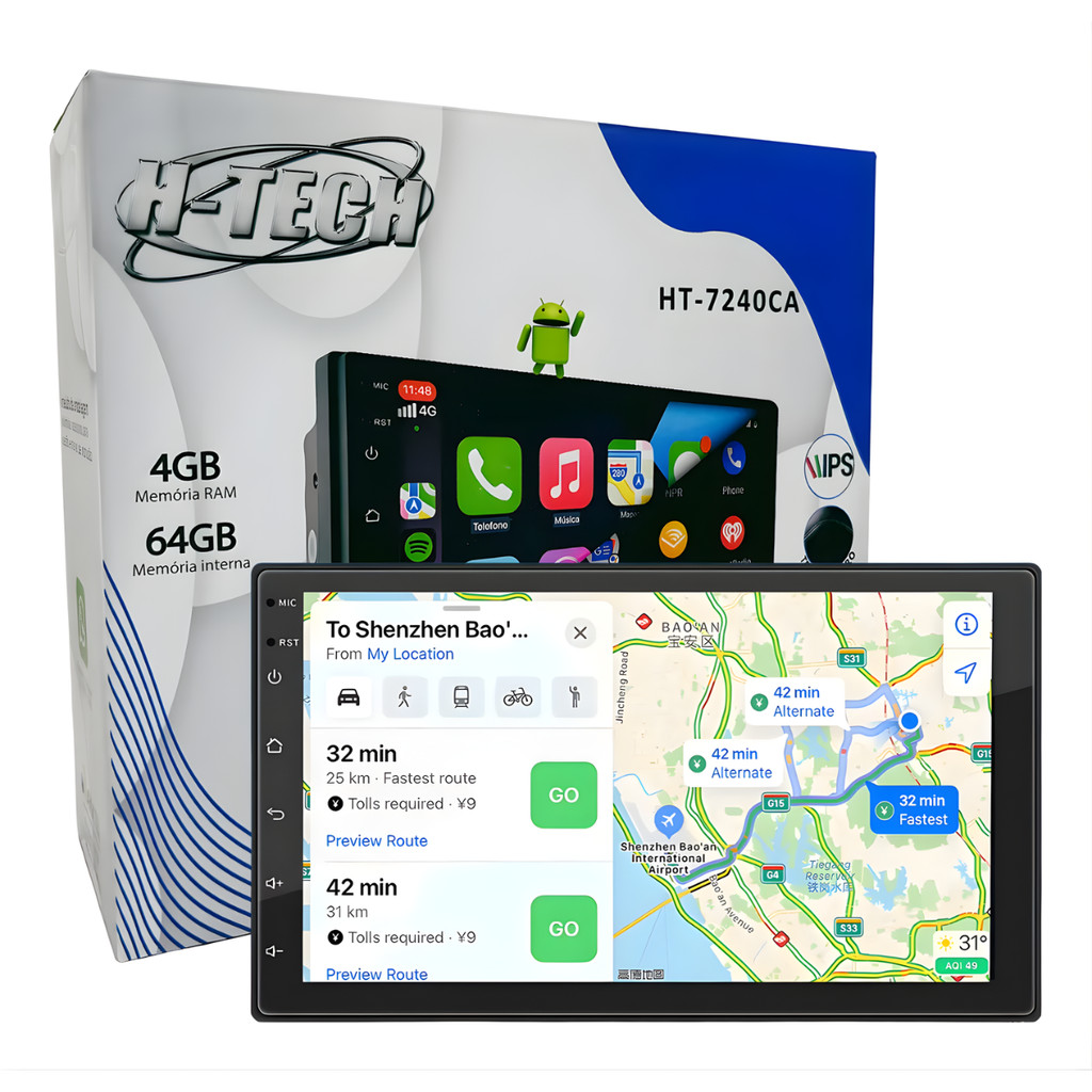 Multimídia 7pol 4gb Ram 64gb Quad-core Gps Wifi Integrado em Oferta na Shopee