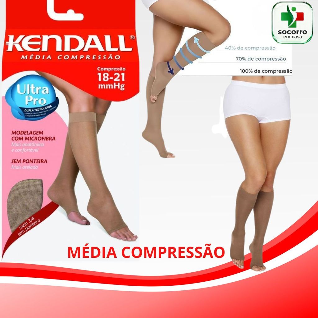 Meia Calça Kendall 3/4 Feminina sem Ponteira Média Compressão 18-21 mmHg Mel Original em Oferta na Shopee