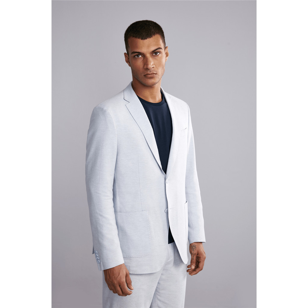 Blazer Alfaiataria Liso Linen Blend Slim Fit - Azul Claro