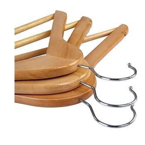 Kit 3 Unidades Cabide Madeira Verniz Gancho Metal Giratório 360 Adulto Calceiro Cava Vestido