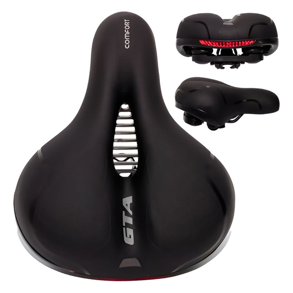 Banco Bike Selim Bicicleta Gta Comfort Grande Macio Com Refletor Largo Ergonômico Plus Size