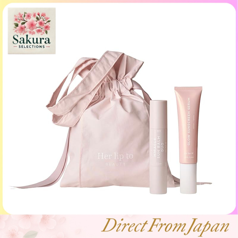 Her Lip To Beauty Glow & Perfect Sun Protection Sunscreen Serum Set SPF50+ PA++++ Tone-Up Base with Gift Pouch