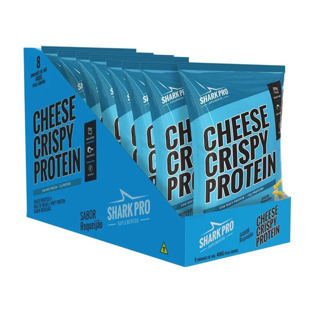 SNACK PROTEICO SALGADINHO WHEY PROTEIN CX C/ 8UN REQUEIJÃO 50G  SHARK PRO