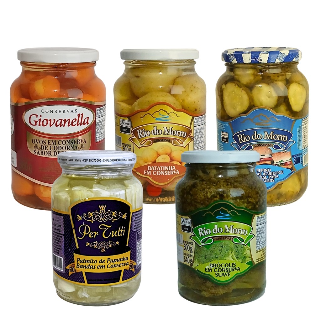 Kit 5 Palmito Pupunha Conserva Brócolis Pepino Agridoce Batata Ovo Defumado Rio Do Morro em Oferta na Shopee
