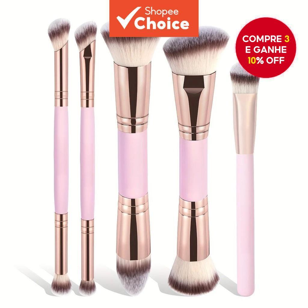 Deve Ter Para Iniciantes ! 5 Pçs Conjunto De Pincéis De Maquiagem De Ponta Dupla De Alta Qualidade Ferramentas Facial Fu