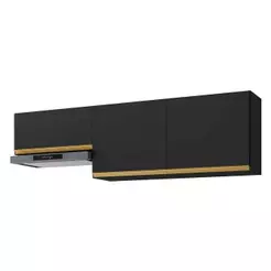 Kit 2 Armários De Cozinha Aéreos 3 Portas Preto/dourado