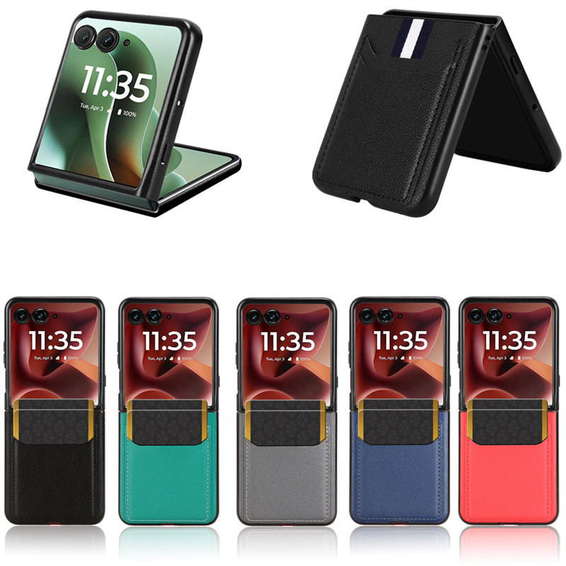 Para Motorola Moto Razr 70 60 50 Ultra + Caso De Luxo Couro Do Plutônio Slots Ca