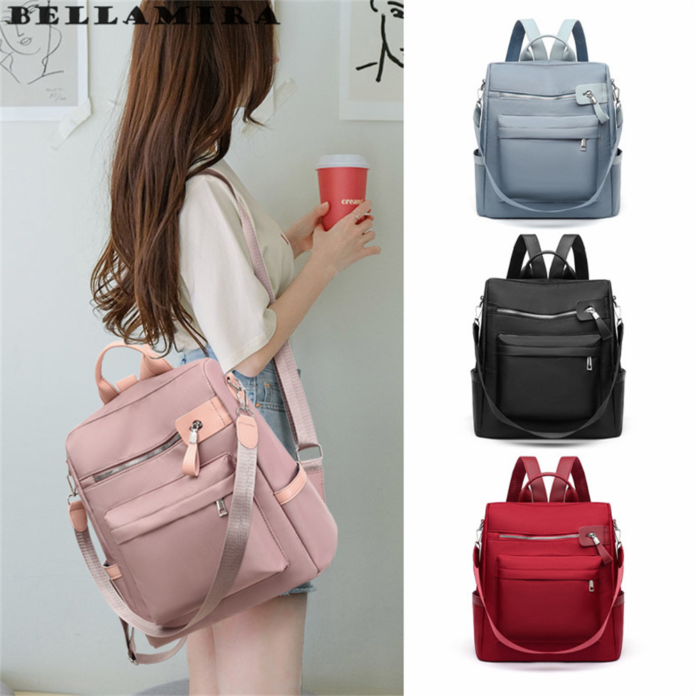 Mochila Anti-roubo Multifuncional Feminina Nylon Pano Impermeável Mochila De Estudante Mochila De Grande Capacidade