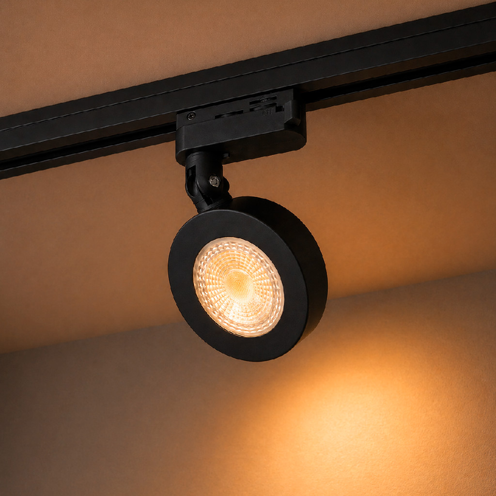 Spot Led Para Trilho Authentic Nobby 10w 2700k Branco Quente 110v/220v Redondo Preto Deluxe By Avant