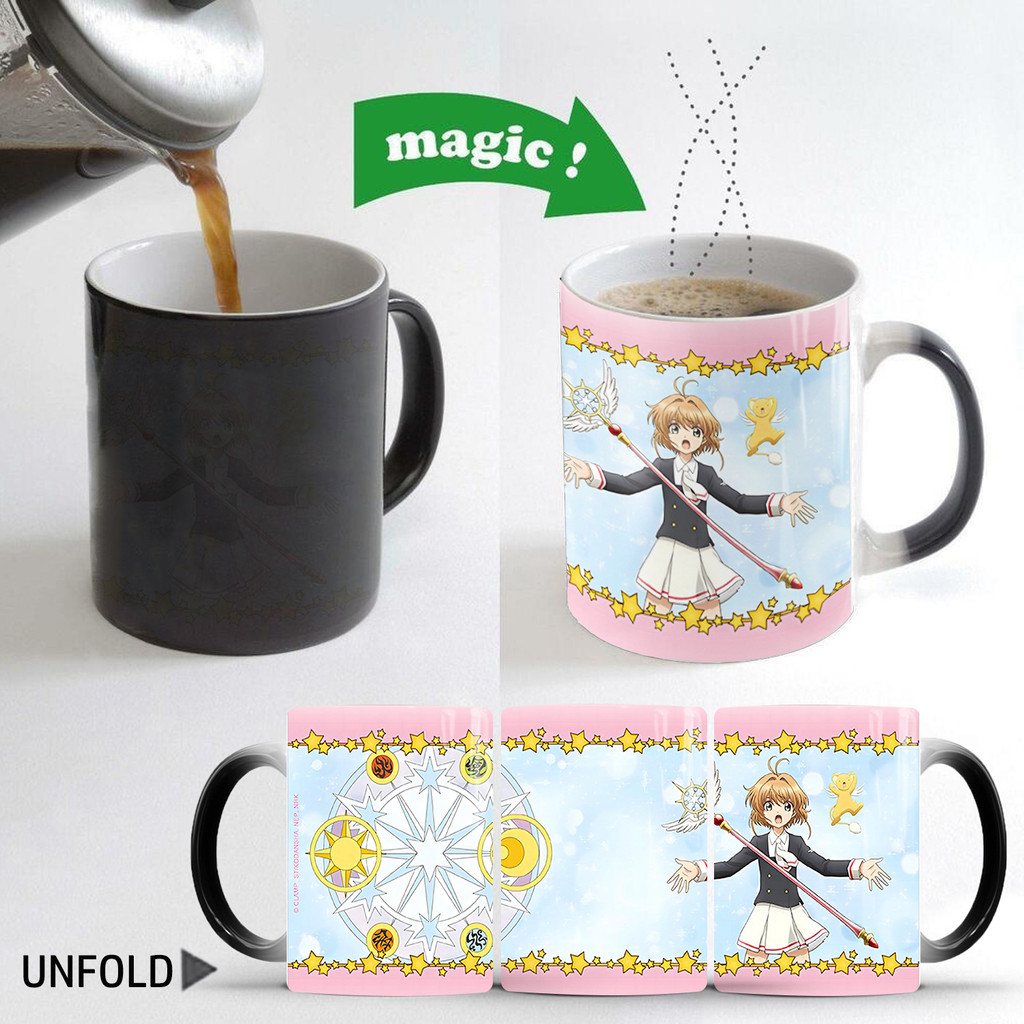 Cardcaptor sakura variedade sakura caneca que muda de cor linda menina sensor de temperatura café copo de água presente