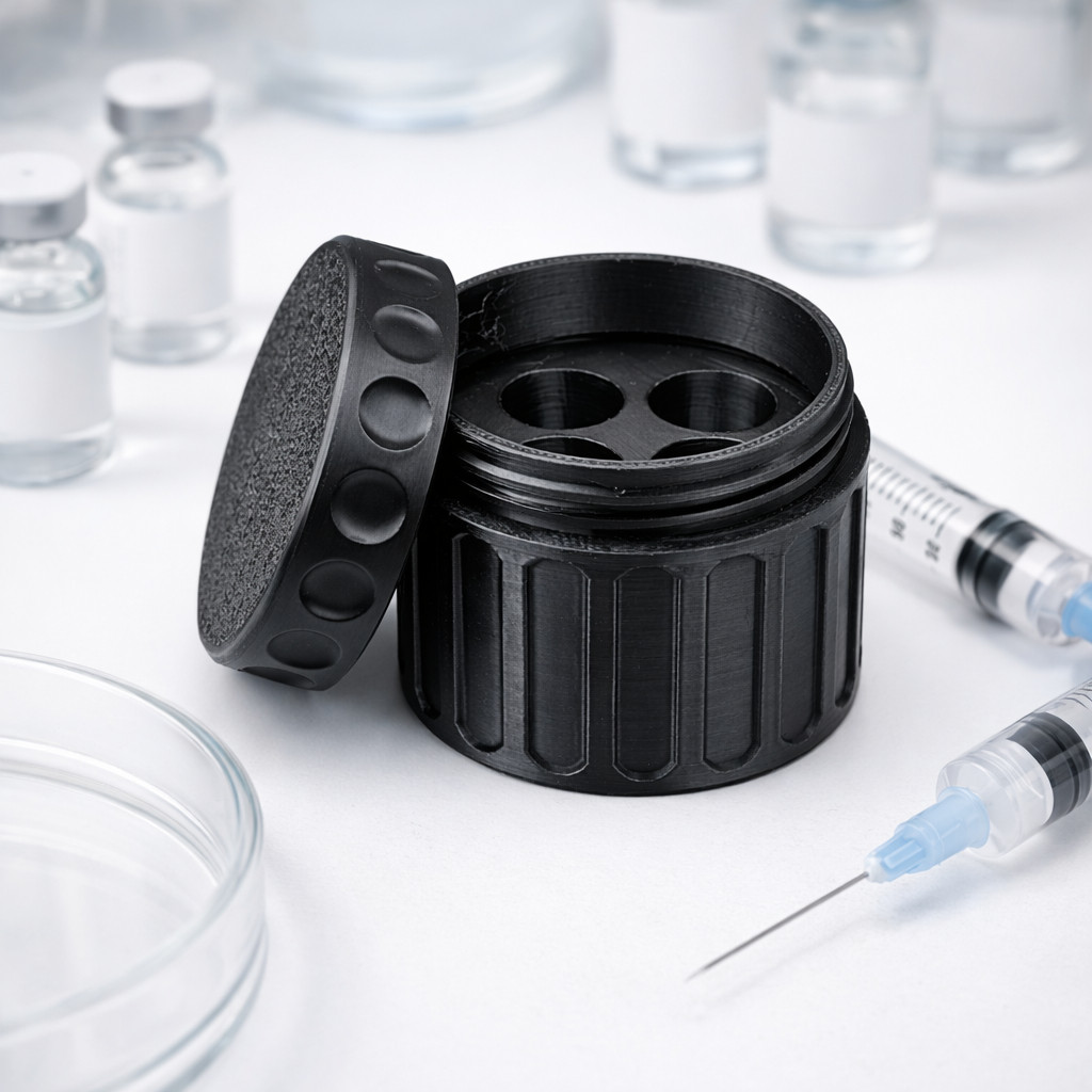 Porta Peptídeos 3ml Organizador Ampolas 4 Compartimentos Remédios Emagrecimento - Armazenamento Compacto Com Tampa